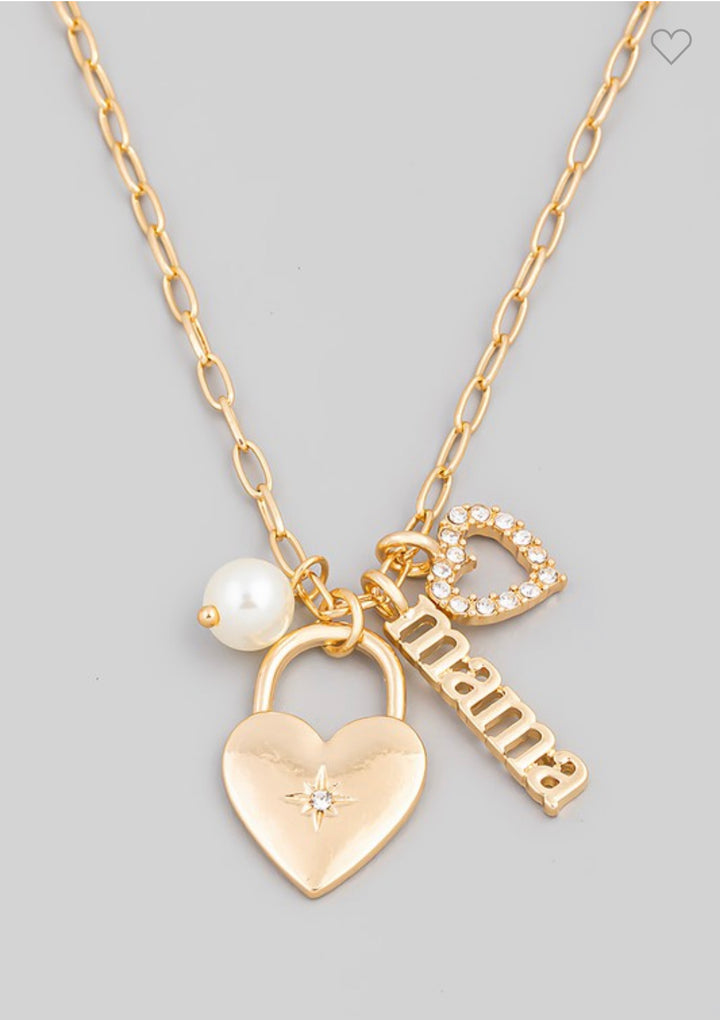 Mama heart pendant necklace